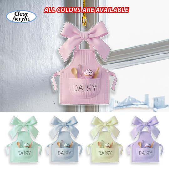 Discover Custom Light Color Girly Apron Ornament, Cooking Apron Cute Ribbon Ornament, Baking Lovers Christmas Tree Hanging, Cooking Ornaments MYK357