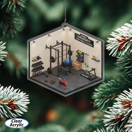 Discover Custom Crossfit Room Ornament With Name, Gym Owner Christmas Ornament, Weightlifting And Exercise Ornament, Fitness Gift For Him Her, MYB648