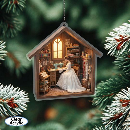 Discover Craft Room Christmas Ornament With Name, Custom Sewing Room Ornament, Sewing Lover Holiday Keepsake, Seamstress Xmas Tree Decoration, MYB641