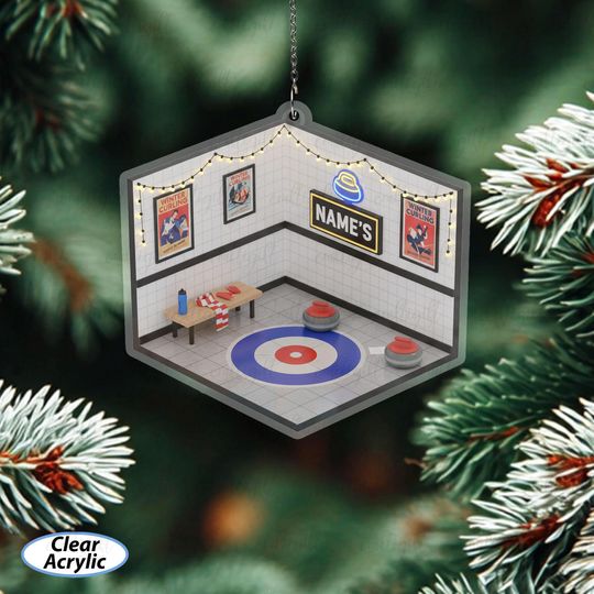 Curling Room Ornament With Custom Name, Curling Lover Holiday Keepsake, Curling Enthusiast Ornament, Sports Themed Christmas Decor, MYB654