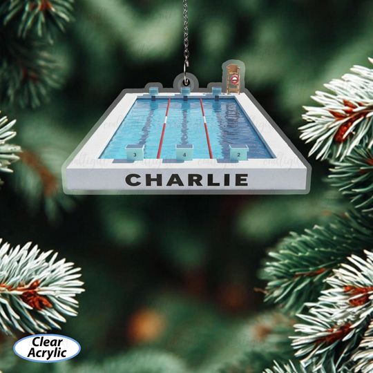 Discover Competitive Swimming Pool Christmas Ornament, Custom Name Swimming Pool Ornament, Swim Team Holiday Decoration, Swimmer Gifts Idea, MYB625