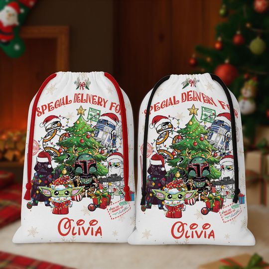 Discover Personalized Star Wars Special Delivery Christmas Sack, Darth Vader Boba Fett Yoda R2-D2 Santa Sack Keepsake, Marvel Family Christmas Bag