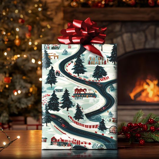 Discover Sleigh Racing Christmas Wrapping Paper - F1 Luxury Pattern Vintage Holiday Christmas Gift Wrap Supplies