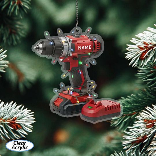 Discover Custom Cordless Drill Christmas Ornament, Construction Worker Ornament With Name, Carpenter Ornament With Lights, Diy Enthusiast Gift,MYB632