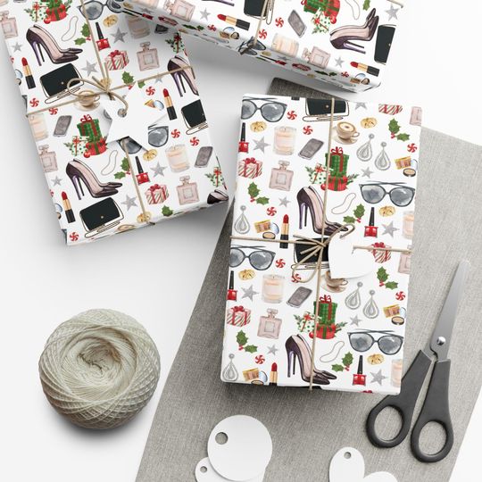 Discover Glamorous Christmas Wrapping Paper Glam Theme Gift Wrap for Fashion Stylist Shopper Blogger Influencer Gift