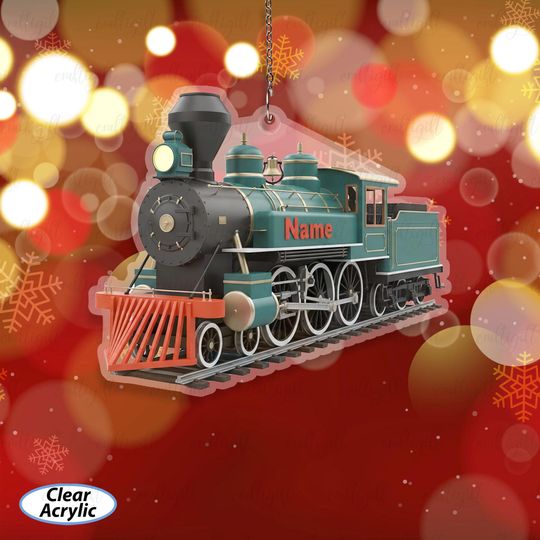 Discover Custom Classic Steam Locomotive Ornament, Train Lover Ornament Custom Name, Railroad Themed Tree Decor, Steam Locomotive Xmas Gifts, MYB600