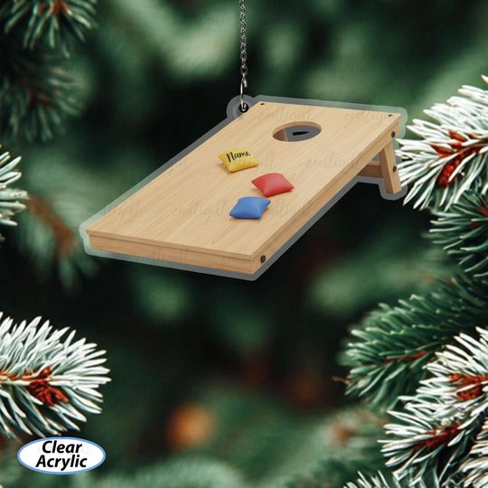 Discover Cornhole Personalized Ornament With Name, Family Game Night Ornament, Cornhole Christmas Tree Ornament, Unique Cornhole Fan Gift Idea,MYB635