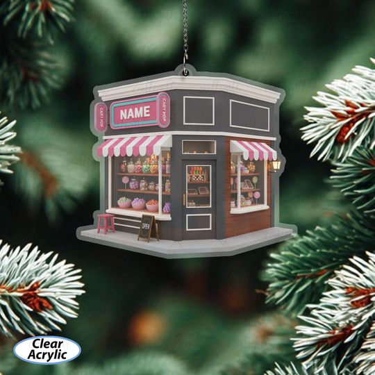 Discover Personalized Sweet Shop Christmas Ornament, Candy Store Ornament With Name, Cute Candy House Ornament, Candy Lover Xmas Tree Decor, MYB634