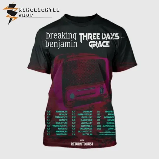 Discover Breaking Benjamin and Three Days Grace USA Tour 2025 3D T-Shirt