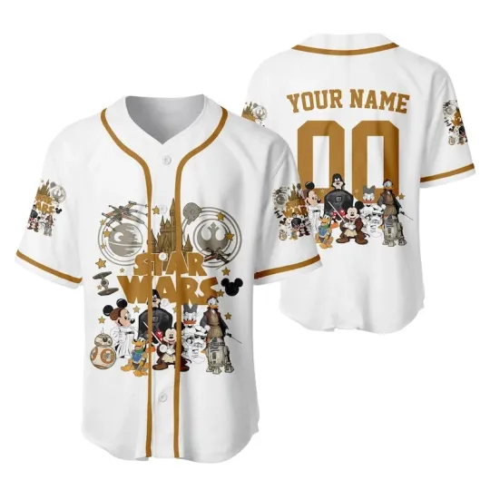 Discover Personalized Mickey & Friends Galaxy's Edge Star Wars Fan Baseball Jersey Shirt