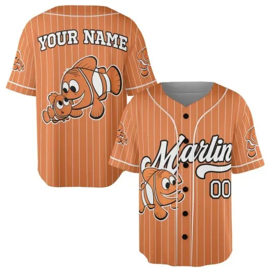 Discover Personalized Marlin Finding Nemo Just Keep Swimming Baseball Jersey Shirt