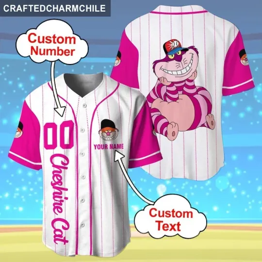 Personalized Cheshire Cat Alice In Wonderland Baseball Jersey Shirt