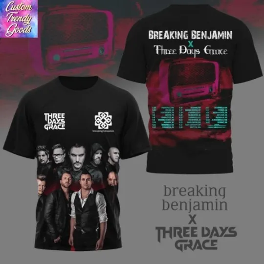 Discover Breaking Benjamin Three Days Grace 3D T-Shirt