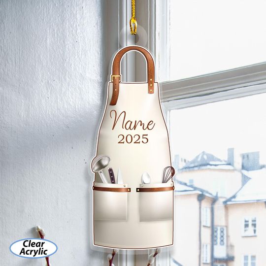 Discover Custom Vintage Chef Apron Ornament, 1st Christmas As Chef Ornament, Cooking Baker Apron Acrylic Ornament, Dining Room Holiday Decor, MYK353