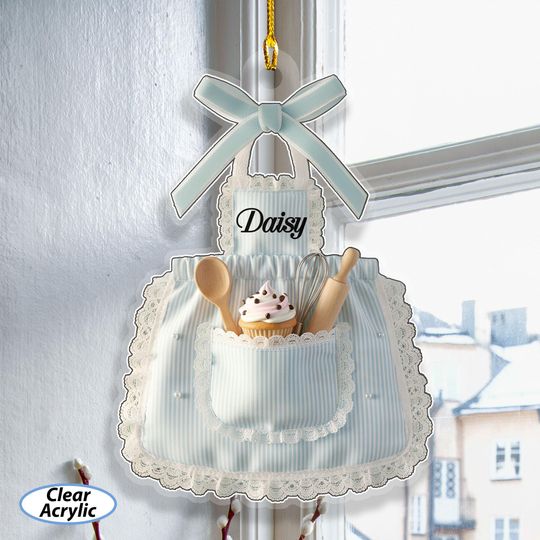 Discover Custom Bow Chef Apron Ornament, Kawaii Christmas Baking Ornament For Girls, Cookies Cake Lovers Tree Decor, Gift For Housewife Mom, MYK354