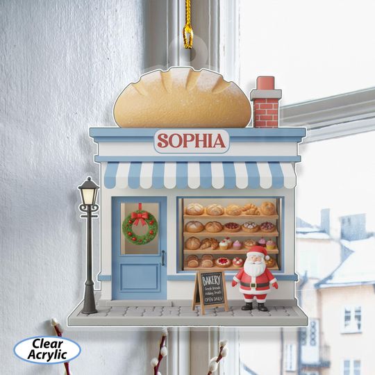 Custom Holiday Bakery Store Christmas Ornament, Winter Bread Shop Ornament, Dessert Lover Santa Gift, Baker Keepsake Xmas Tree Decor, MYK363