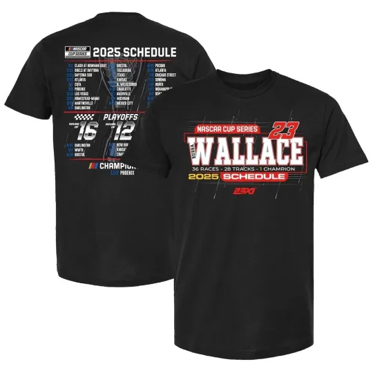 Discover 23XI Racing Bubba Wallace 2025 NASCAR Cup Series Schedule Shirt Reprint