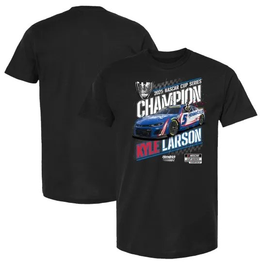 Discover Larson Collection Black 2025 NASCAR Cup Series Champion T-Shirt Reprint