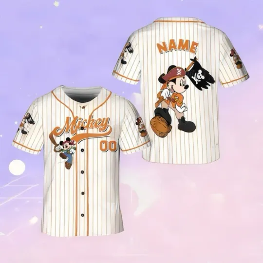 Discover Personalized Mickey And Friends Pirate's Life Spooky Halloween Jersey Shirt