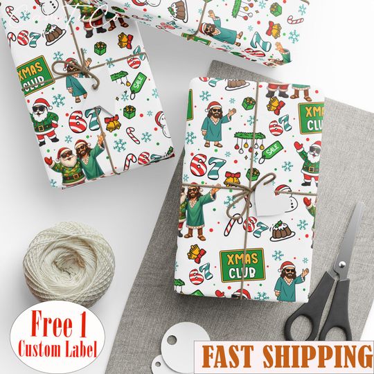 Discover Santa And Jesus 6 7 Wrapping Paper, Funny 6 7 Christmas Gift Wrapping, Festive Wrapping Paper, Seasonal Gift Wrap, Eco-friendly Wrap