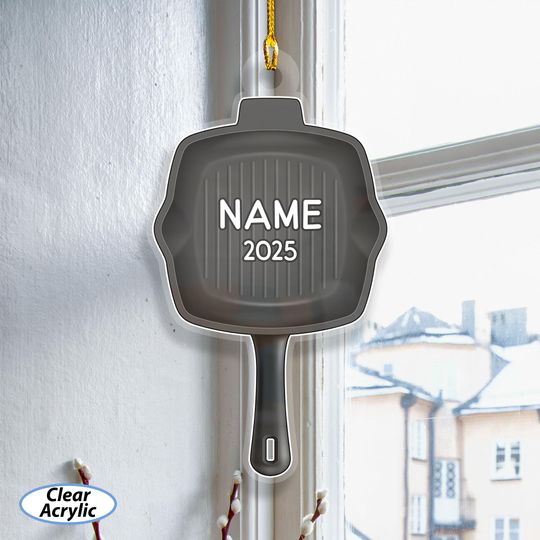 Discover Custom Frying Pan Christmas Ornament, Vintage Cooking Tools Ornament, Master Chef Acrylic Ornament, Black Skillet Kitchen Room Decor, MYK352