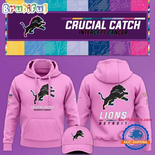 Discover 3D Lions Football Hoodie Breast Cancer Awareness Pink