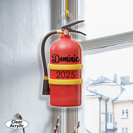 Custom Mini Fire Extinguisher Ornament, Fireman Tools Christmas Tree Decor, Firefighter Xmas Accessory, Fire Department Staff Gifts, MYK333