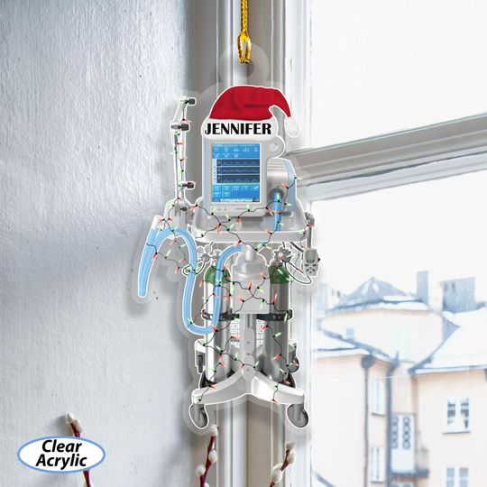 Discover Customized Ventilator Machine Ornament, Hospital Equipment Christmas Ornament, Ventilator Santa Hat Ornament, Gift For Health Worker, MYK321