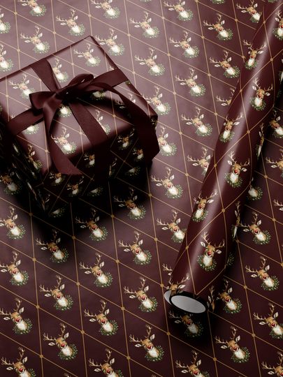 Discover Holiday Reindeer Gift Wrap Christmas Present Gift Wrap Festive Decor Christmas Wrapping Paper Roll Deer Design Holiday Decor Christmas Paper