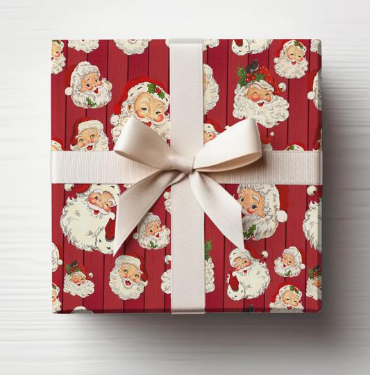 Discover Vintage & Retro Wrapping Paper Roll, Traditional Christmas Nostalgia Gift Wrap, Holiday Gift Wrap, Eco-Friendly, Recyclable, USA Made