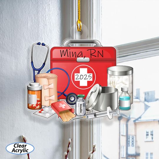 Customized Rn Nurse Tools Ornament, Stethoscope Christmas Ornament, Medical Bag Nursing School Decor, 1st Christmas Nurse Doctor Gift MYK316