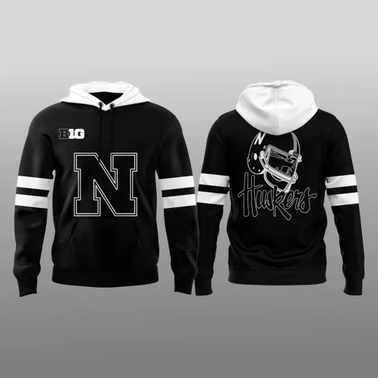 Nebraska Cornhuskers 3D Football Hoodie Black 2025