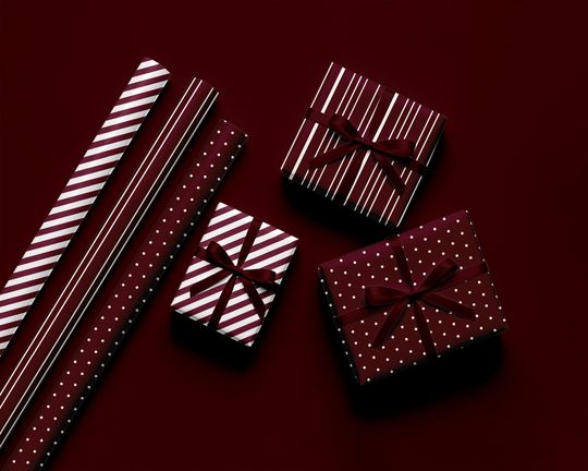 Discover Burgundy Christmas Wrapping Paper: Classic Holiday Prints, 3-Roll Set