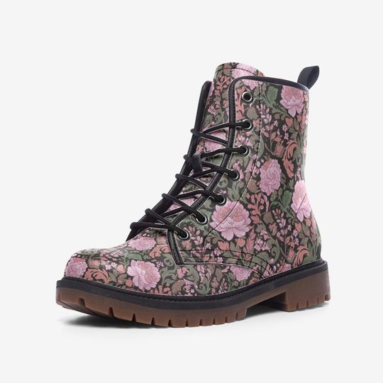 Vintage Bohemian Floral Print Vegan Leather Boots