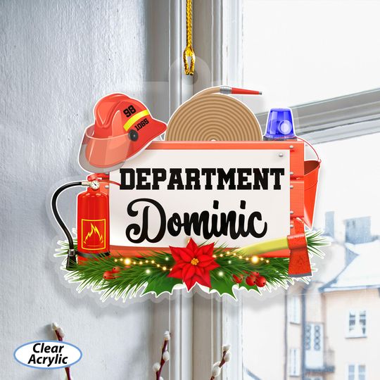 Discover Personalized Firefighter Gear Ornament, Fireman Firewoman Christmas Ornament, Fire Station Holiday Decor, Firefighter Husband Gift, MYK329
