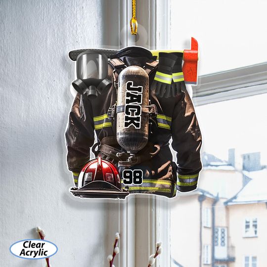 Custom Firefighter Vest Armor Ornament, Firefighter Uniform Christmas Tree Decor, Bunker Turnout Gear Ornament, First Responder Gift, MYK331