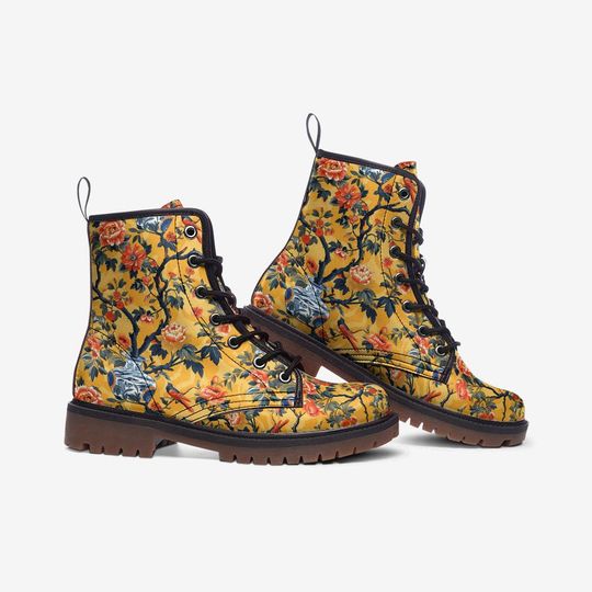 Discover French Floral Boots Toile de Jouy Boots Chinoiserie Boots Floral Casual Leather Lightweight boots MT