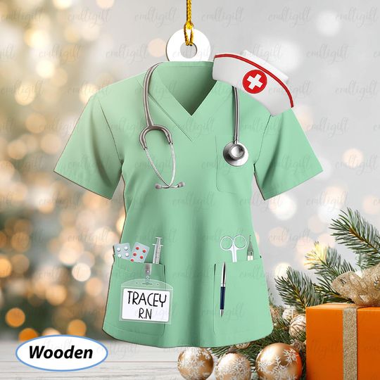Discover Personalized Nurse Ornament Christmas 2025, Nurse Stethoscope Ornament, Nurse Scrubs Ornament, Frontline Workers Appreciation Gift, MYK314
