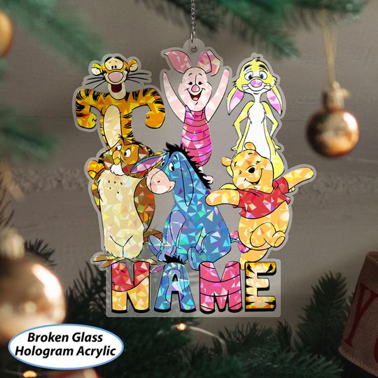 Discover Custom Winnie And Friends Ornament, Winnie The Pooh Glass Christmas Ornament, Disney Pooh First Xmas Ornament, Eeyore Piglet Tigger, VTB366