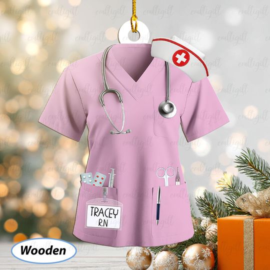 Custom Nurse Uniform Ornament For Her, Registered Nurse Scrubs Ornament, NICU Baby Nurse Keepsake Christmas, First Responders Gift, MYK314