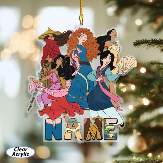 Discover Custom Disney Princesses Ornament, Black Princess Christmas Women Ornament, Merida Pocahontas Esmeralda Mulan Raya, WDW Xmas Decor, VTB361