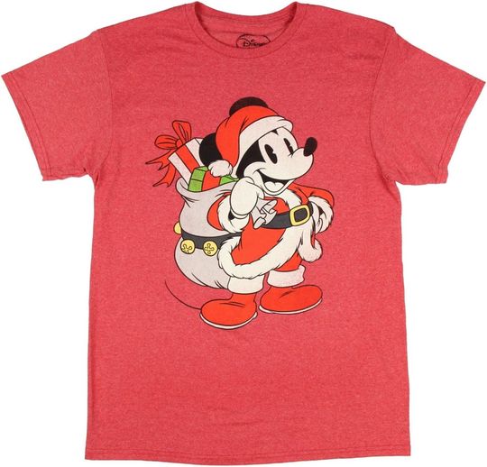 Discover STAR WARS Men's Christmas Mickey Mouse Santa Red Graphic T-Shirt