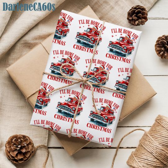 Discover I'll Be Home For Christmas Wrapping Paper, Funny Christmas Trump Wrapping Paper, Holiday Gift Wrap Papers, Political Christmas Gift Wrap