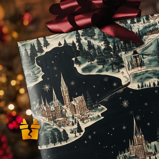 Discover That Wizarding School Wrapping Paper - Luxury Pattern Vintage Holiday Gift Wrap Supplies