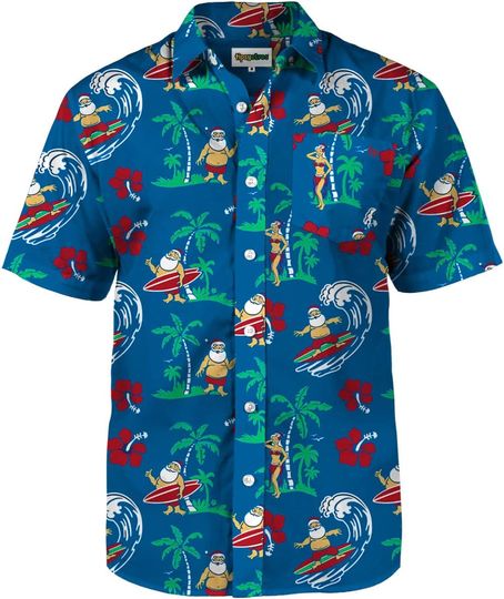 Tipsy Elves Men's Short Sleeve Holiday Button Down Shirts - Funny Christmas & Hanukkah Hawaiian Shirts for Men