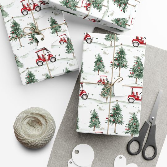 Discover Golf Cart Wrapping Paper Christmas Golf Gift for men Him | Gift Wrap Roll, Glossy Wrapping Paper Golf Gift Wrapping Roll