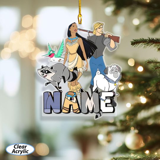 Discover Custom Pocahontas Christmas Ornament, Disney Princess Pocahontas Ornament, John Smith Meeko Raccoon, Disneyland Acrylic Tree Ornament NVA748
