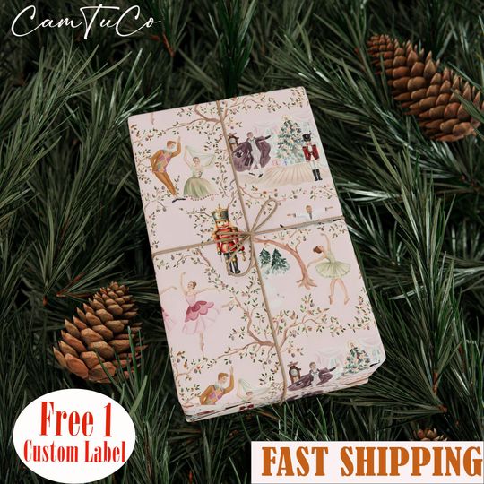 Discover Nutcracker Wrapping Paper Roll, Nutcracker Gift Wrapping Roll, Modern Christmas Gift Wrap, Watercolor Nutcracker, Pink Christmas