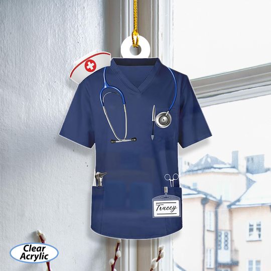 Custom Blue Scrubs Christmas Ornament, Best Nurse Ornament For Boys, Doctor Uniform Ornament, Medical Student Graduation Keepsake, MYK313
