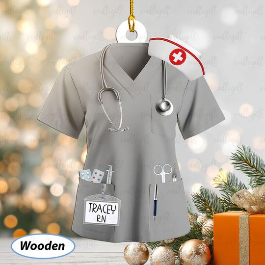 Customized New Nurse Tree Ornament, Women Nurse Uniform Ornament, Nursing Scrubs Life Ornament, First Responder Gift For Mom Daughter MYK314